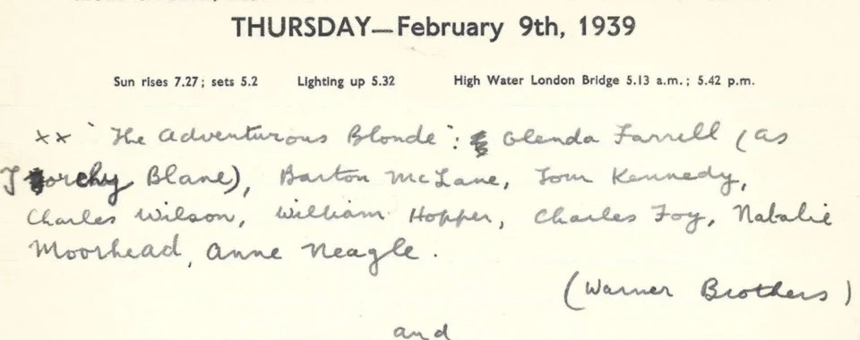 BFF The 1939 Diary of a Belfast Cinema-Goer  The 20th Century Letterboxd